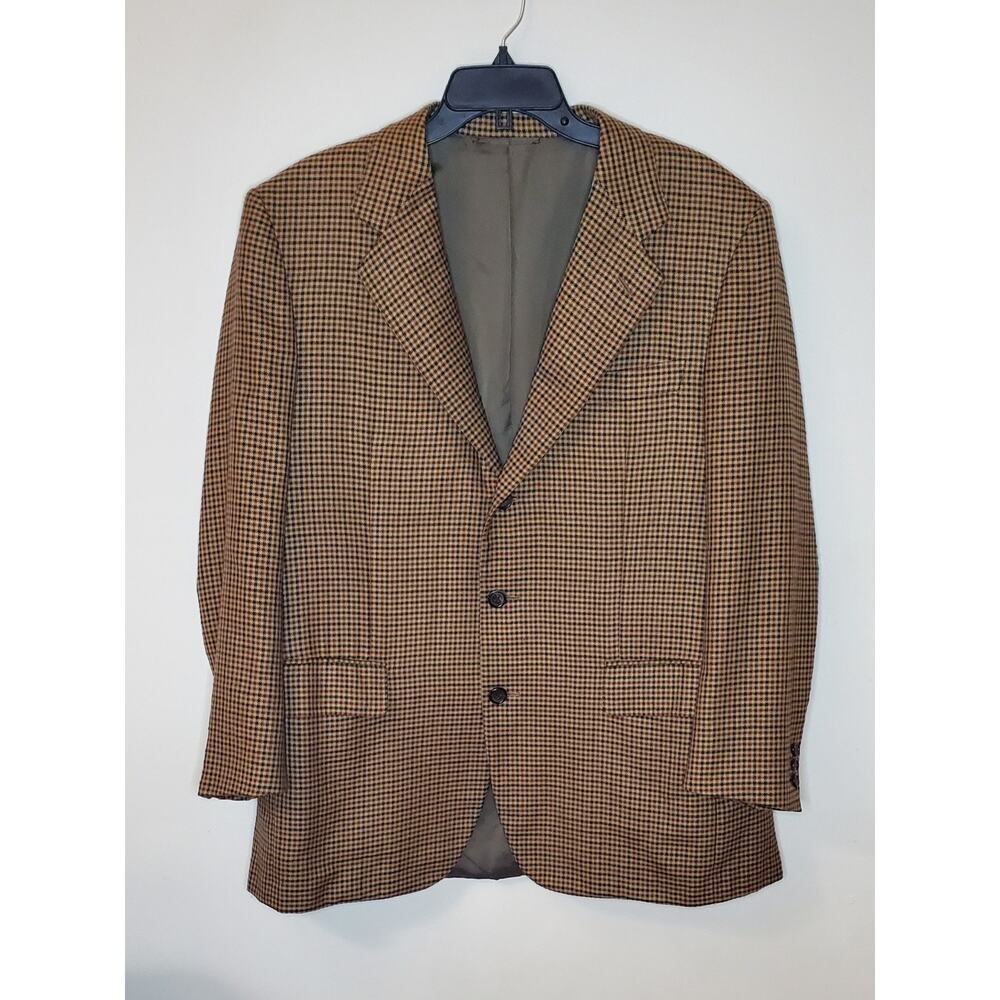 Sulka 100% Cashmere Men's Blazer Jacket Houndstooth Plaid EUR 52R Made In Italy